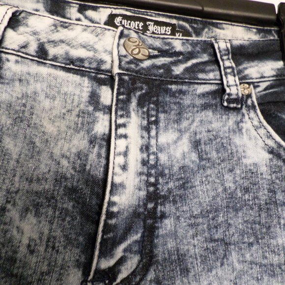 Encore Jeans USA Size XL Grey Acid Wash Skinny Jeans Fray Distressed Leg - Picture 6 of 15